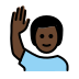 man raising hand, dark skin tone